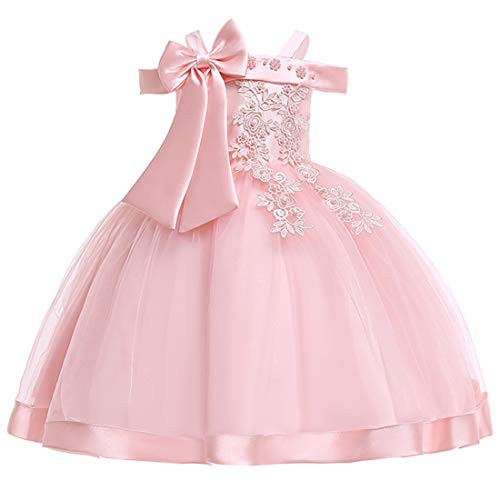 KISSOURBABY Flower Girl Dress Girls Floral Dress Pageant Dresses for Girls Girl Dress Size 8 9T Pink Wedding Celebration Party Spring Prom Pageant Dresses Princess Dress for Girls -Pink 140-