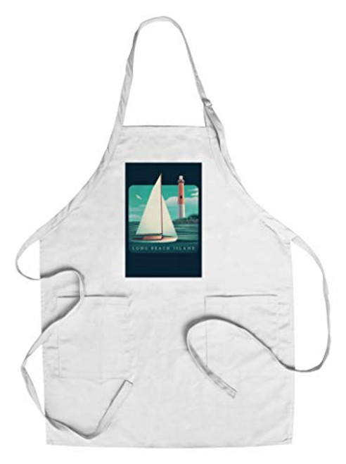 Long Beach Island New Jersey - Beaming Lighthouse Collection - Lighthouse and Sailboat at Daylight - Contour 106170 Cotton Polyester Chef s Apron Long Beach Island New Jersey - Beaming Lighthouse Collection - Lighthouse and Sailboat at Daylight - Contour 106170 Cotton Polyester Chef s Apron