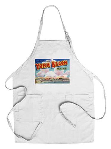 York Beach  Maine - Large Letter Scenes  Greetings From  Cotton Polyester Chef s Apron