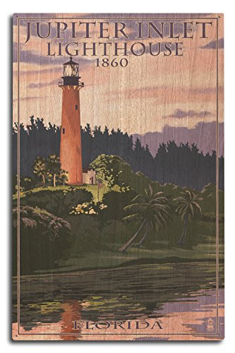 Lantern Press Jupiter  Florida - Jupiter Inlet Lighthouse  10x15 Wood Wall Sign  Wall Decor Ready to Hang