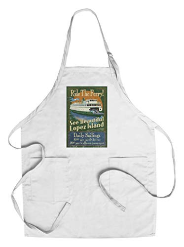 Lopez Island  Washington - Ferry Ride Vintage Sign  Cotton Polyester Chef s Apron