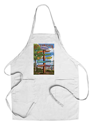 Savannah  Georgia - Destinations Sign  Cotton Polyester Chef s Apron