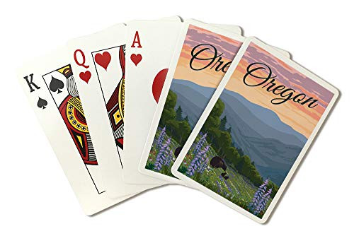 Oregon - Bear and Spring Flowers 100892  Playing Card Deck - 52 Card Poker Size with Jokers