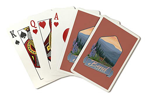 Bend  Oregon - Deer and Spring Flowers - Contour 109358  Playing Card Deck - 52 Card Poker Size with Jokers