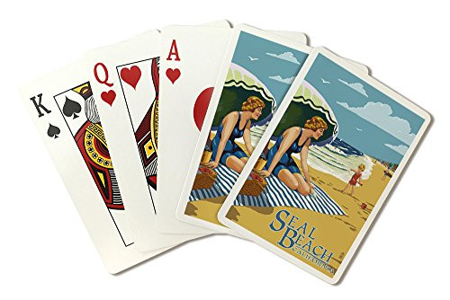 Seal Beach California - Woman on the Beach Playing Card Deck - 52 Card Poker Size with Jokers Seal Beach California - Woman on the Beach Playing Card Deck - 52 Card Poker Size with Jokers