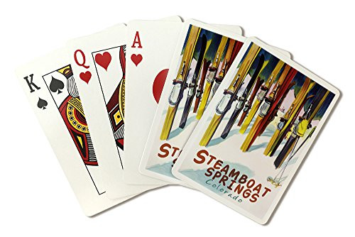 Steamboat Springs  Colorado - Colorful Skis  Playing Card Deck - 52 Card Poker Size with Jokers