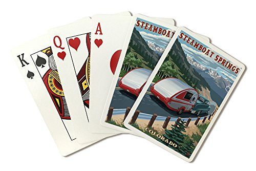Steamboat Springs  Colorado - Retro Camper  Playing Card Deck - 52 Card Poker Size with Jokers