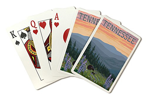 Tennessee - Bears and Spring Flowers  Playing Card Deck - 52 Card Poker Size with Jokers