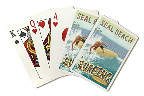 Seal Beach  California - Surfer Tropical  Playing Card Deck - 52 Card Poker Size with Jokers
