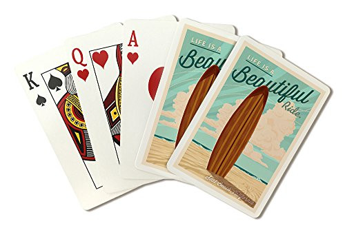 Seal Beach  California - Life is a Beautiful Ride - Surfboard - Letterpress  Playing Card Deck - 52 Card Poker Size with Jokers