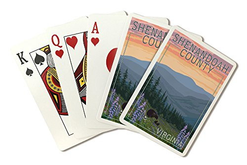 Shenandoah County  Virginia - Bears and Spring Flowers  Playing Card Deck - 52 Card Poker Size with Jokers