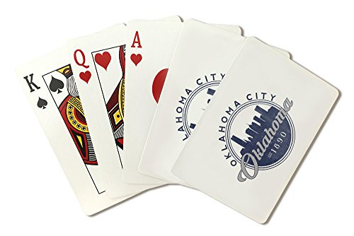 Oklahoma City  Oklahoma - Skyline Seal  Blue   Playing Card Deck - 52 Card Poker Size with Jokers