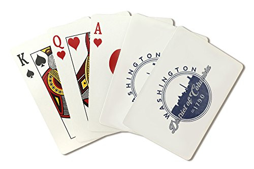 Washington D.C. - Skyline Seal  Blue   Playing Card Deck - 52 Card Poker Size with Jokers