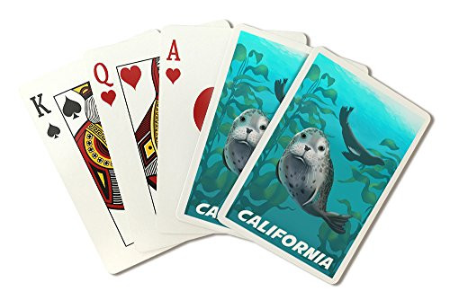 California - Harbor Seals  Playing Card Deck - 52 Card Poker Size with Jokers