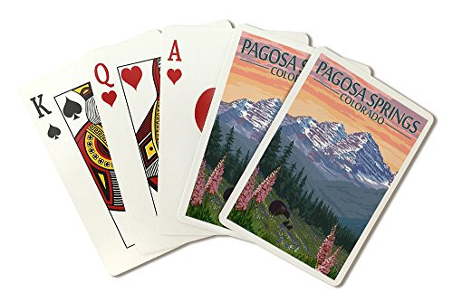 Pagosa Springs  Colorado - Bears and Spring Flowers  Playing Card Deck - 52 Card Poker Size with Jokers