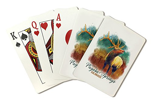 Pagosa Springs  Colorado - Elk - Watercolor  Playing Card Deck - 52 Card Poker Size with Jokers
