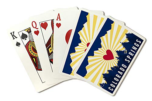 Colorado Springs - Heart and Treeline Mountains  Playing Card Deck - 52 Card Poker Size with Jokers