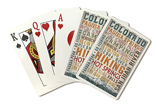 Pagosa Springs  Colorado - Cabin Rules - Rustic Typography  Playing Card Deck - 52 Card Poker Size with Jokers
