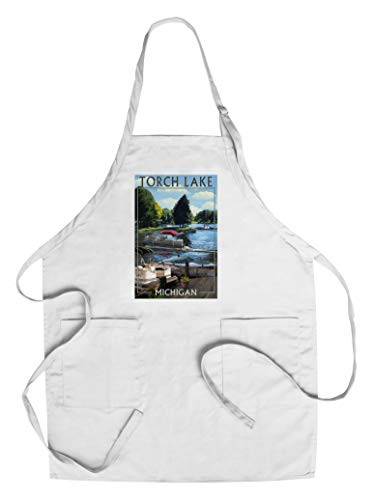 Torch Lake  Michigan - Pontoon Boats  Cotton Polyester Chef s Apron