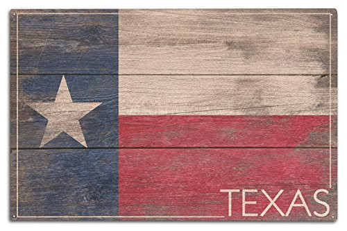 Lantern Press Rustic Texas State Flag  10x15 Wood Wall Sign  Wall Decor Ready to Hang