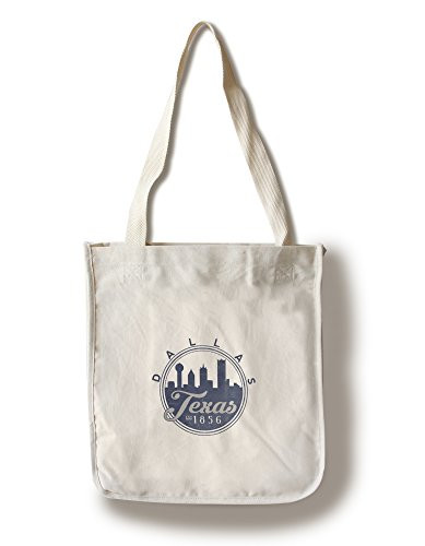 Lantern Press Dallas  Texas - Skyline Seal  Blue   100 Percent Cotton Tote Bag - Reusable