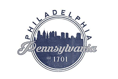 Philadelphia Pennsylvania - Skyline Seal Blue 9x12 Art Print Wall Decor Travel Poster Philadelphia Pennsylvania - Skyline Seal Blue 9x12 Art Print Wall Decor Travel Poster