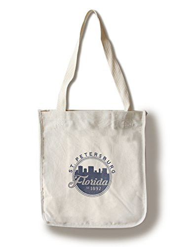 Lantern Press St. Petersburg  Florida - Skyline Seal  Blue   100 Percent Cotton Tote Bag - Reusable