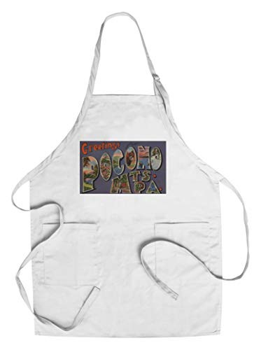 Greetings from Pocono Mountains  PA  Purple   Cotton Polyester Chef s Apron