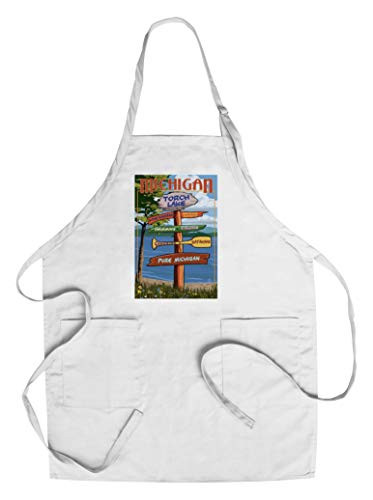 Torch Lake  Michigan - Pure Michigan - Sign Destinations  Cotton Polyester Chef s Apron
