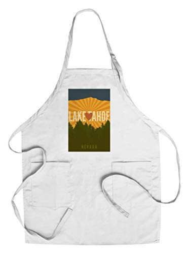 Lake Tahoe  Nevada - Heart and Mountains  Cotton Polyester Chef s Apron