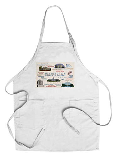 Washington  DC - Typography and Icons  Cotton Polyester Chef s Apron