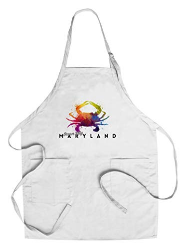 Ocean City  Maryland - Blue Crab - Abstract Watercolor  Cotton Polyester Chef s Apron