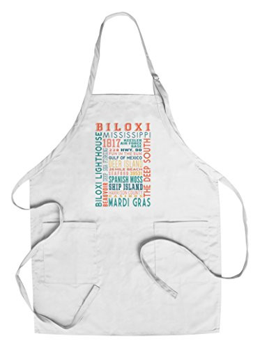 Biloxi  Mississippi - Typography  Cotton Polyester Chef s Apron