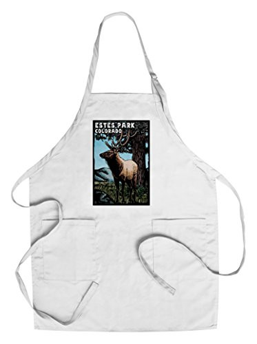 Estes Park  Colorado - Elk - Scratchboard  Cotton Polyester Chef s Apron