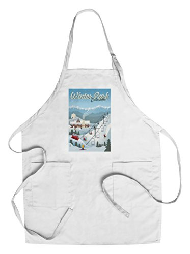 Winter Park  Colorado - Retro Ski Resort  Cotton Polyester Chef s Apron
