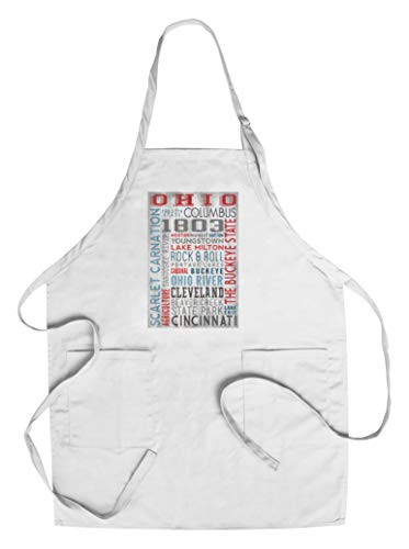 Ohio - The Buckeye State - Rustic Typography  Cotton Polyester Chef s Apron