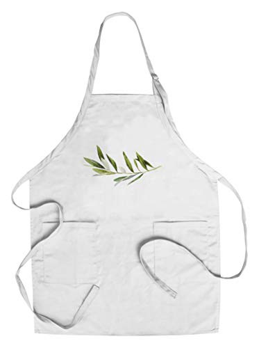 Hand Drawn Watercolor Illustration of Olive Branch on White Background 9014431  Cotton Polyester Chef s Apron