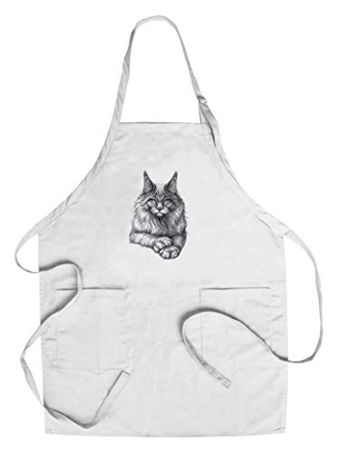 Hand Drawn Sketch of a Maine Coon Cat 9035397  Cotton Polyester Chef s Apron