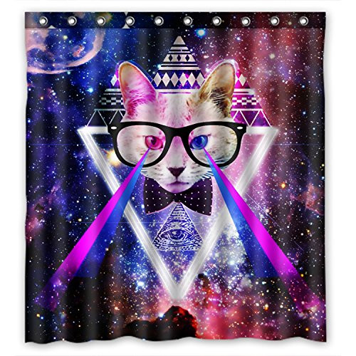 KXMDXA Space Cat Waterproof Polyester Shower Curtain 66x72 Inch Bathroom Decor