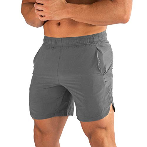 Musgneer Men s Workout Gym Quick Dry Shorts Bodybuilding Lightweight Training Running Shorts with Pockets Dark Grey US XS Tag M
