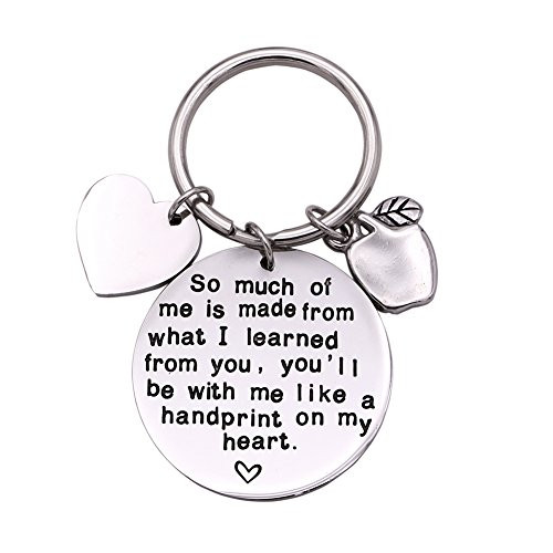 Melix Home Teacher Gifts Keychains So Much of Me is Made from What I Leaned from You Keyring Apple Charm Stainless Steel Teacher Keychain