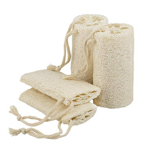 5 inch  Natural Loofah Exfoliating Body Sponge Scrubber for Skin Care in Bath Spa Shower Pack of 4