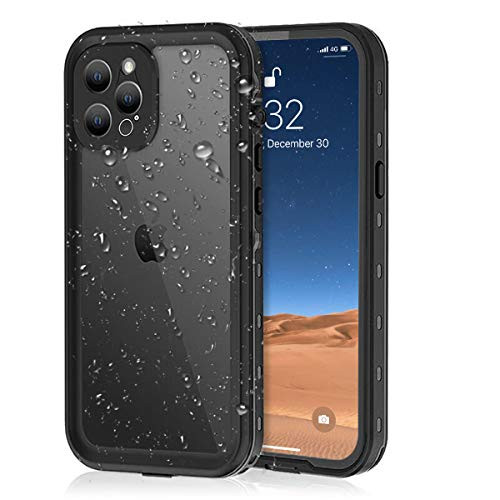 Libeagle Compatible with iPhone 12 Pro Max Case Waterproof with Built-in Screen Protect Full Body Heavy Duty Shockproof Underwater Anti Scratch Clear Cover for iPhone 12 Pro Max 6.7 Inch  Black