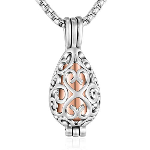 XIUDA Cremation Jewelry Urn Necklace for Ashes with Lotus Flower Urn Pendant Memorial Stainless Steel Ashes Keepsake