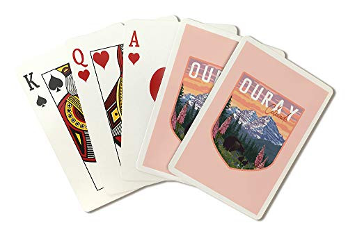 Lantern Press Ouray  Colorado - Bear and Spring Flowers - Contour 108451  Poker Size Playing Cards with Jokers  52-Card Deck