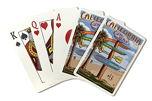 Lantern Press Seal Beach California - Destinations Sign Poker Size Playing Cards with Jokers 52-Card Deck Lantern Press Seal Beach California - Destinations Sign Poker Size Playing Cards with Jokers 52-Card Deck