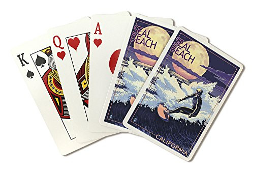 Lantern Press Seal Beach California - Night Surfer Poker Size Playing Cards with Jokers 52-Card Deck Lantern Press Seal Beach California - Night Surfer Poker Size Playing Cards with Jokers 52-Card Deck