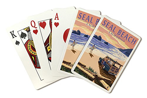 Lantern Press Seal Beach California - Woody on Beach Poker Size Playing Cards with Jokers 52-Card Deck Lantern Press Seal Beach California - Woody on Beach Poker Size Playing Cards with Jokers 52-Card Deck