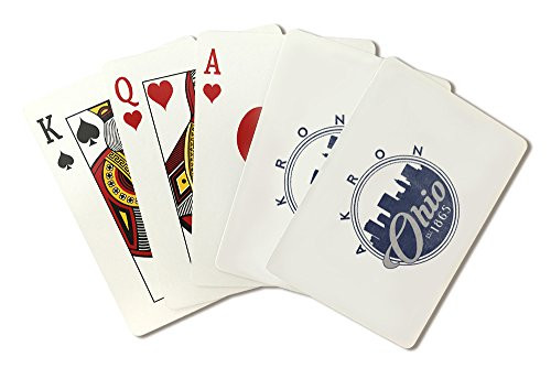 Lantern Press Akron Ohio - Skyline Seal Blue Poker Size Playing Cards with Jokers 52-Card Deck Lantern Press Akron Ohio - Skyline Seal Blue Poker Size Playing Cards with Jokers 52-Card Deck