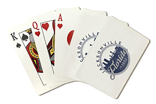 Lantern Press Jacksonville  Florida - Skyline Seal  Blue   Poker Size Playing Cards with Jokers  52-Card Deck